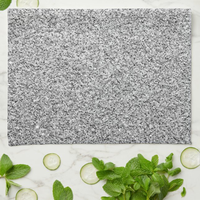 Paño De Cocina Destellos de luz gris plateada (Doblado)