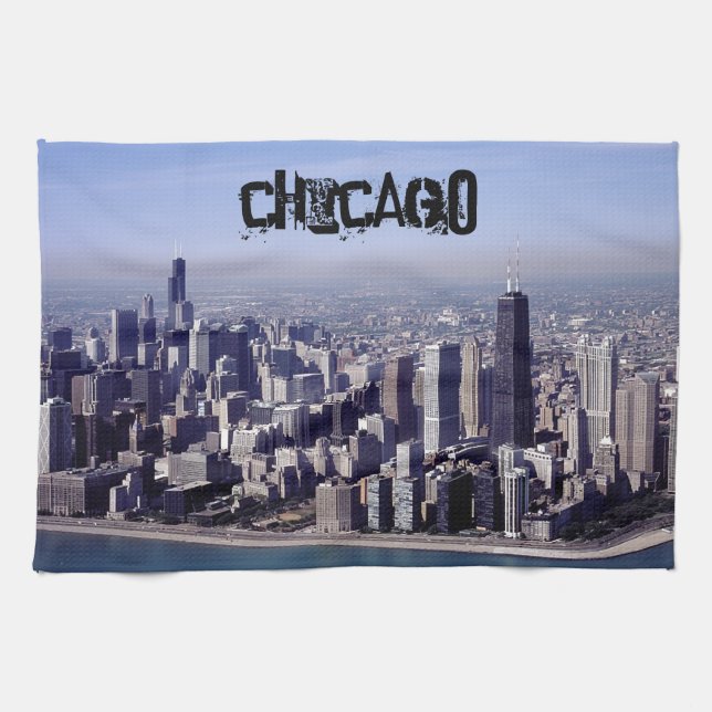 Paño De Cocina Destino ventoso de los edificios del parque de la  (Horizontal)