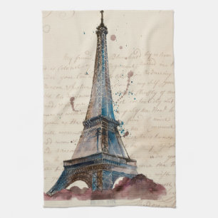 Paño De Cocina Destinos   Cartas De La Torre Eiffel