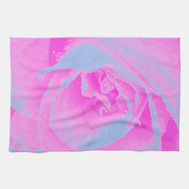 Paño De Cocina Detalle perfecto de Rosa rosa y azul claro