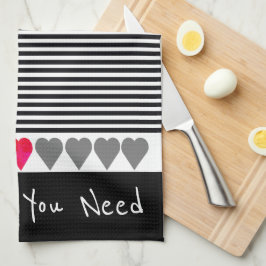 Paño De Cocina Detalles del corazón divertido con banda moderna