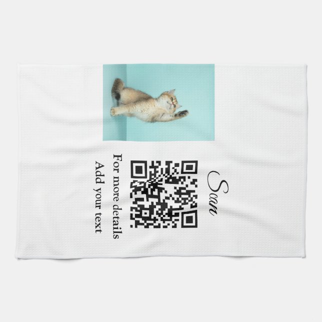Paño De Cocina Detalles simples de nombres de animales Código QR  (Horizontal)