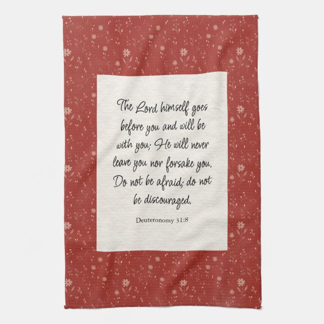 Paño De Cocina Deuteronomio 31:8 Biblia Verse Image (Vertical)