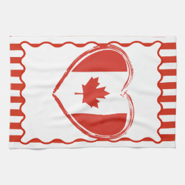 Paño De Cocina Día de Acción de Gracias Canadá - Corazón rojo y r