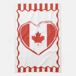 Paño De Cocina Día de Acción de Gracias Canadá - Corazón rojo y r