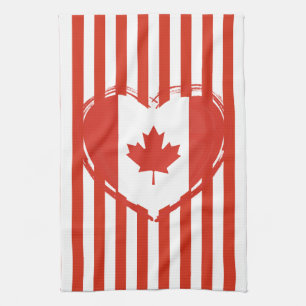 Paño De Cocina Día de Acción de Gracias Canadá – Corazón rojo y r