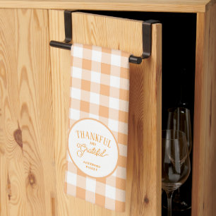 Paño De Cocina Día de Acción de Gracias de Gingham Agradecido y A
