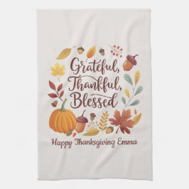 Paño De Cocina Día de Acción de Gracias Otoño Agradecido Bendito