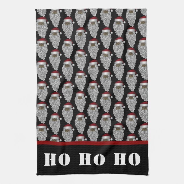 Paño De Cocina Día de fiesta negro del navidad de Papá Noel (Vertical)