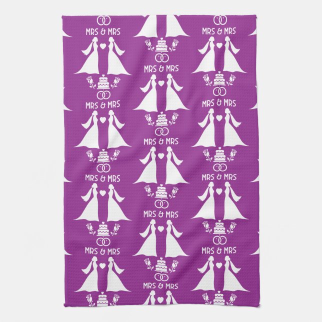 Paño De Cocina Día de la boda de Chicas homosexuales (Vertical)