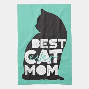 Paño De Cocina Día de la Madre Divertido Azul Mejor Mamá de Gatos