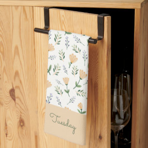 Paño De Cocina Día de la semana floral escandinavo
