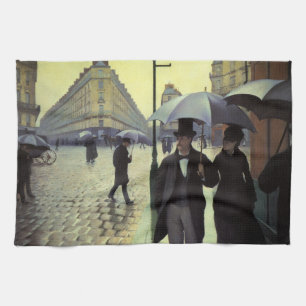 Paño De Cocina Día de lluvias en la calle de París por Gustave Ca
