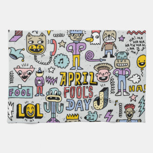 Paño De Cocina Día de los Inocentes: Colorido Conjunto de Doodle.