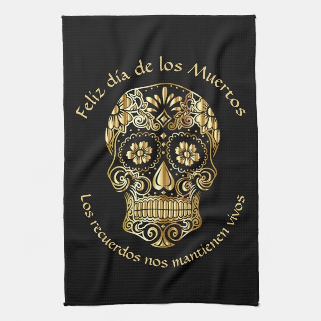 Paño De Cocina Día de los muertos - Personalizar Añadir nombre y  (Vertical)