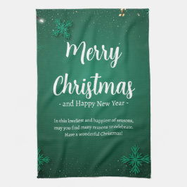 Paño De Cocina Día de los Navidades simples verdes y blancos y Añ