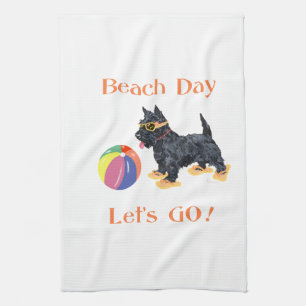 Paño De Cocina Día de Playa Perro Scottie