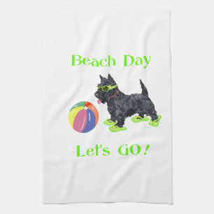 Paño De Cocina Día de Playa Perro Scottie