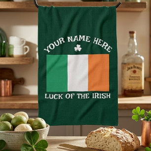 Paño De Cocina Día de San Patricio Bandera de Irlanda Nombre Pers