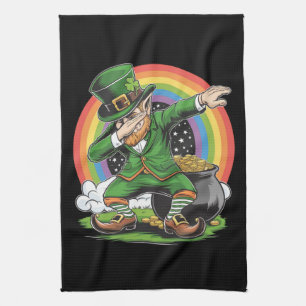 Paño De Cocina Día de San Patricio Leprechaun Dab Bailando Dab