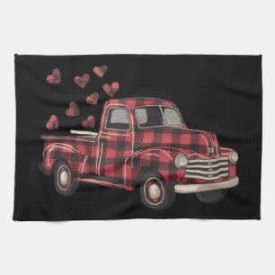 Paño De Cocina Día de San Valentín Camión Divertido Bufalo Plaid