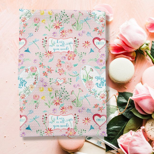 Paño De Cocina Día de San Valentín de la libélula floral Hearts n (Subido por el creador)
