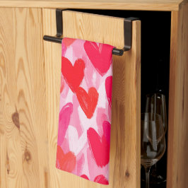Paño De Cocina Día de San Valentín Multi Heart Pattern Love Pink