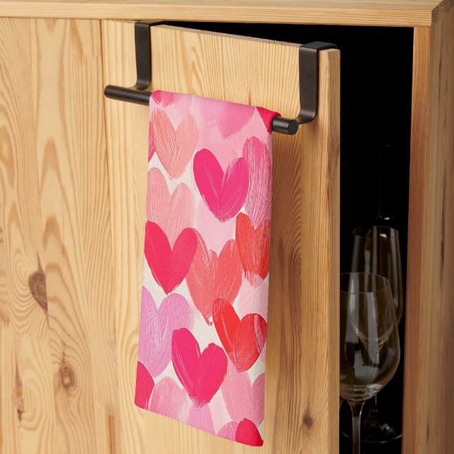 Paño De Cocina Día de San Valentín Multi Hearts Pattern Love (Pliegue de tercios)