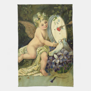 Paño De Cocina Día de San Valentín Victoriano, pájaros de amor án