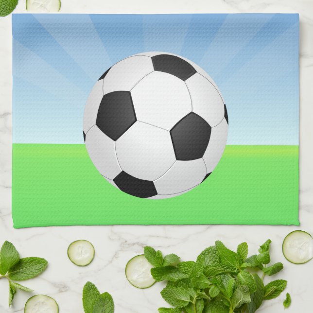 Paño De Cocina Día soleado de la bola de fútbol (Doblado)