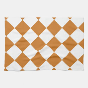 Paño De Cocina Diag a cuadros - blanco y ocre