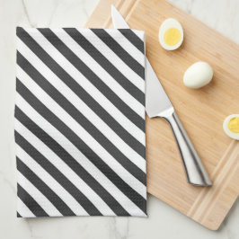 Paño De Cocina Diagonal black and white stripes  pattern