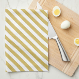 Paño De Cocina Diagonal golden yellow and white stripes pattern