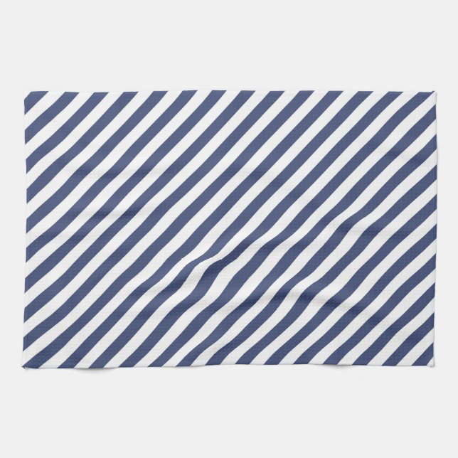 Paño De Cocina Diagonal navy blue and white stripes pattern (Horizontal)
