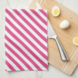 Paño De Cocina Diagonal pink and white stripes pattern