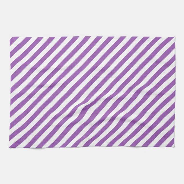 Paño De Cocina Diagonal purple and white stripes pattern (Horizontal)