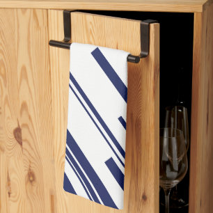 Paño De Cocina Diagonales en azul y blanco