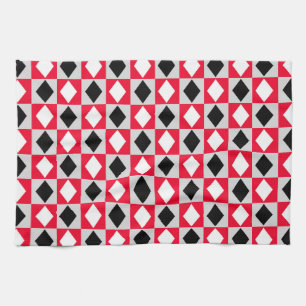 Paño De Cocina Diamante de rhombus blanco rojo
