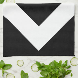 Paño De Cocina Diamante Negro, Borde Blanco Audaz