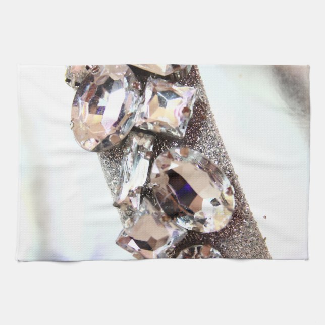 Paño De Cocina Diamantes de imitación de plata grandes (Horizontal)