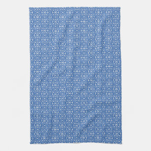 Paño De Cocina Diamantes medievales de Damasco, azul cobalto