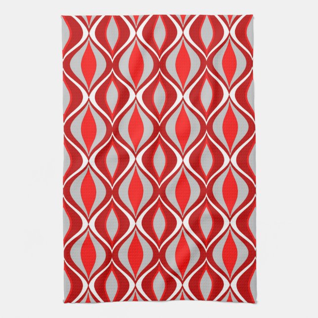 Paño De Cocina Diamantes modernos de los mediados de siglo, rojo (Vertical)