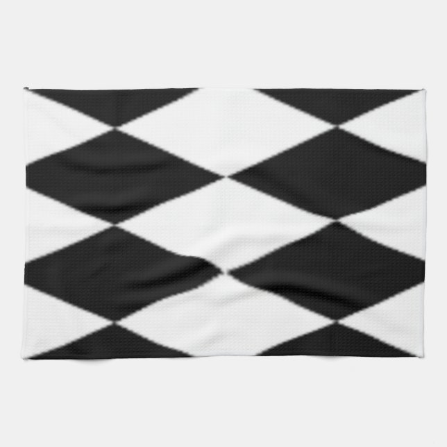 PAÑO DE COCINA DIAMANTES NEGROS Y BLANCOS (Horizontal)