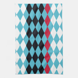 Paño De Cocina Diamantes retro rojo, blanco, negro