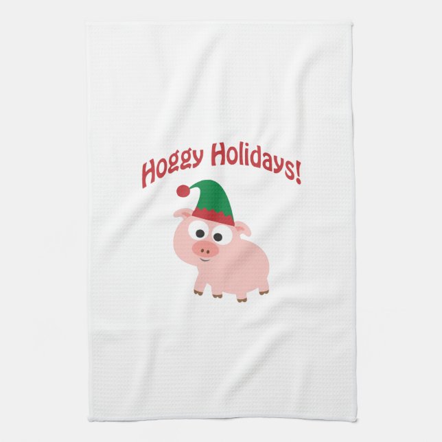 Paño De Cocina ¡Días de fiesta de Hoggy! Cerdo del duende (Vertical)