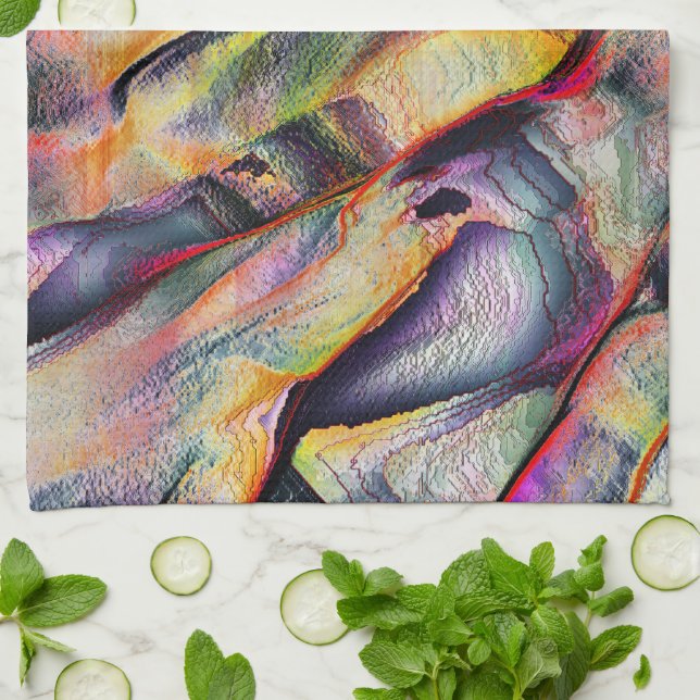 Paño De Cocina Dibujado con rugosidad y acuarela virtual (Doblado)