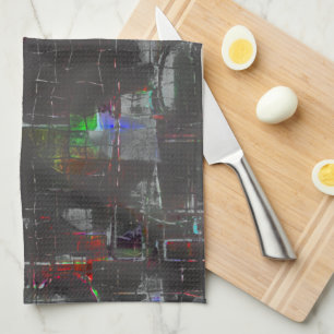 Paño De Cocina Dibujo abstracto colorido en noche oscura bajo yut