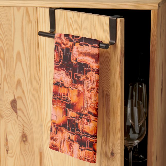 Paño De Cocina Dibujo abstracto en mosaicos esculpidos en tonos d (Pliegue de tercios)