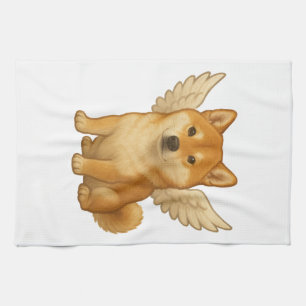 Paño De Cocina Dibujo animado de angel de Shiba Inu lindo perro f