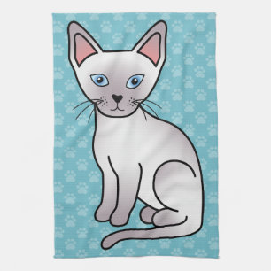 Paño De Cocina Dibujo animado de gato de raza siamés de punto lil